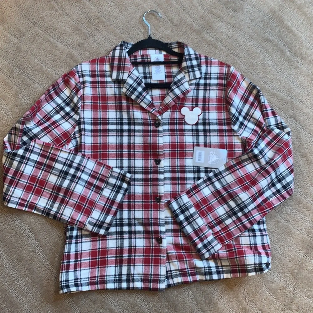 Disney‎ Mickey Mouse Holiday Plaid Pijama Top - Picture 7 of 13